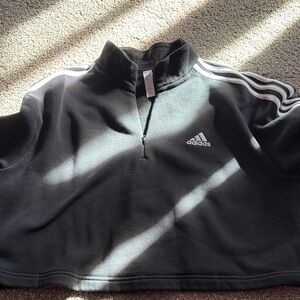 Adidas Black and White Quarter-Zip Top